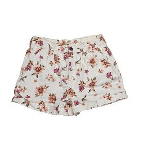 American Eagle Mom Shorts Floral Print High Rise Cuffed Hem White Womens 6 NWT‎